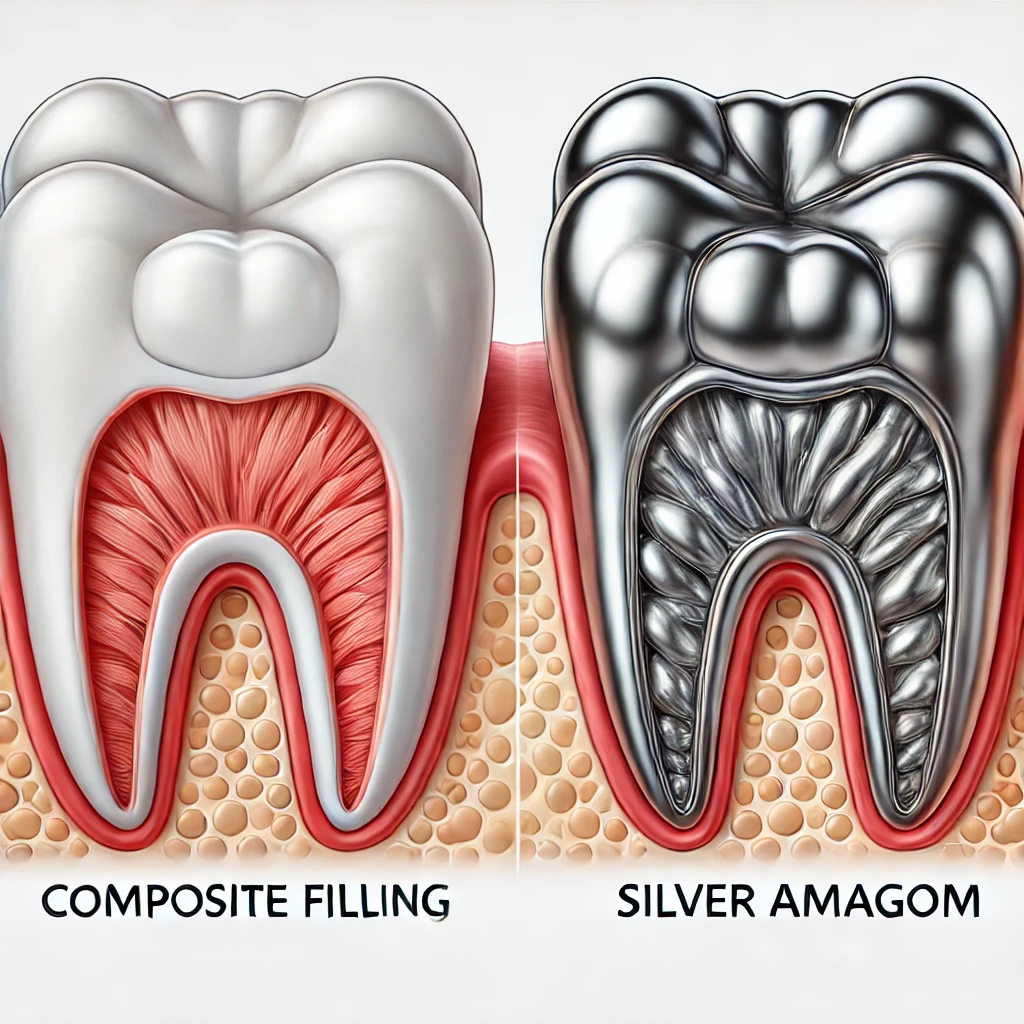 تفاوت مواد سفید و سیاه در دندان پر شده